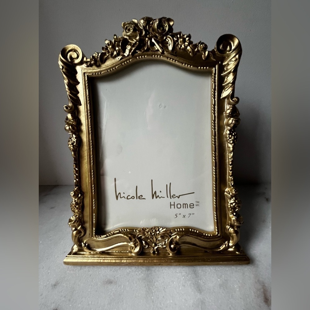 Nicole Miller Gold Ornate Picture Frame for 5x7” photo - Picture 3 of 10